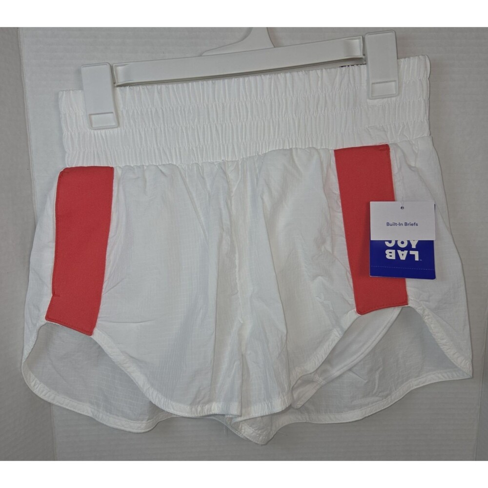 Joylab White Coral Athletic Shorts Built in Briefs Women's Size S New